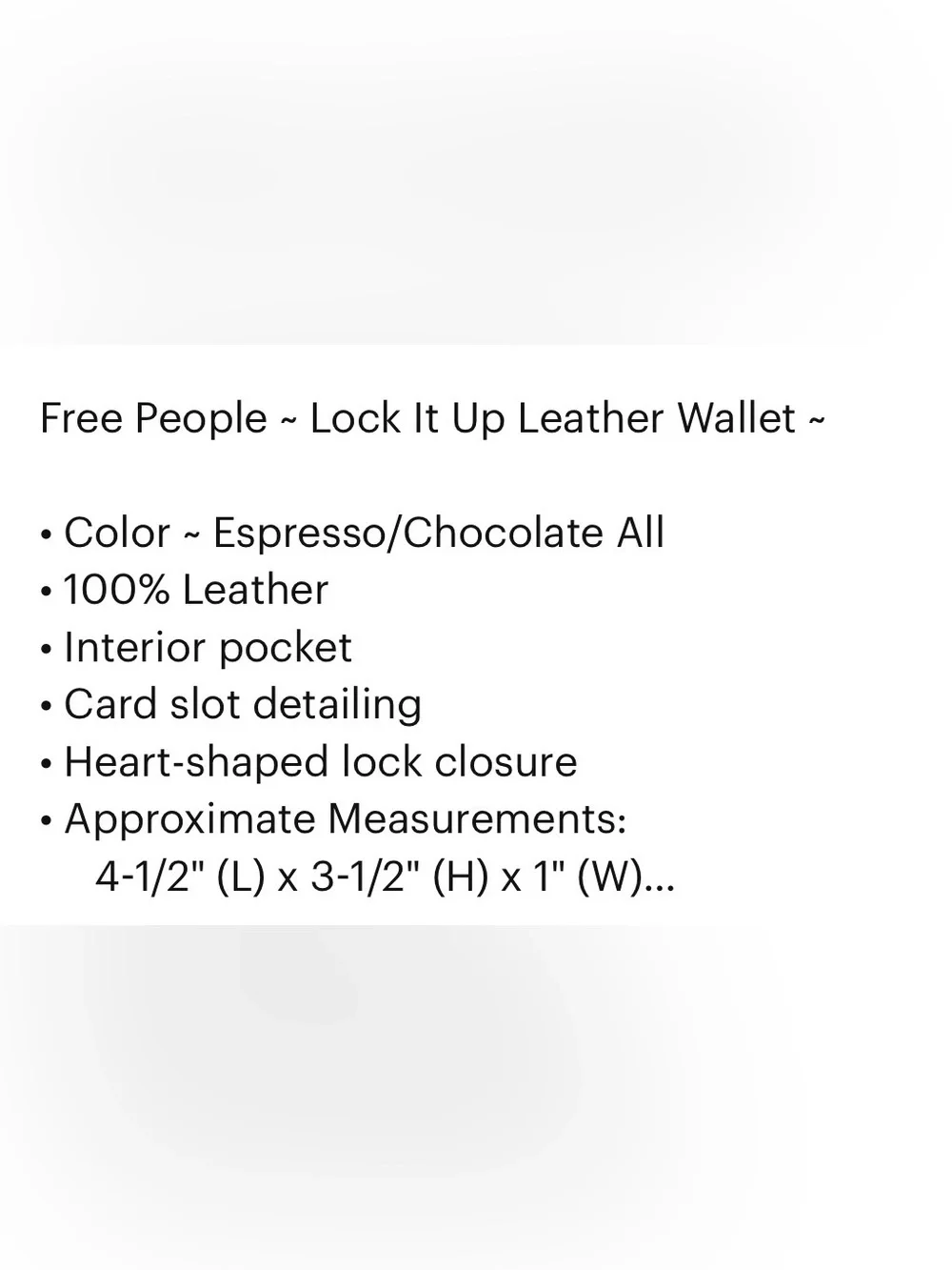 Free People Espresso Lock It Up Leather Wallet with Heart Lock